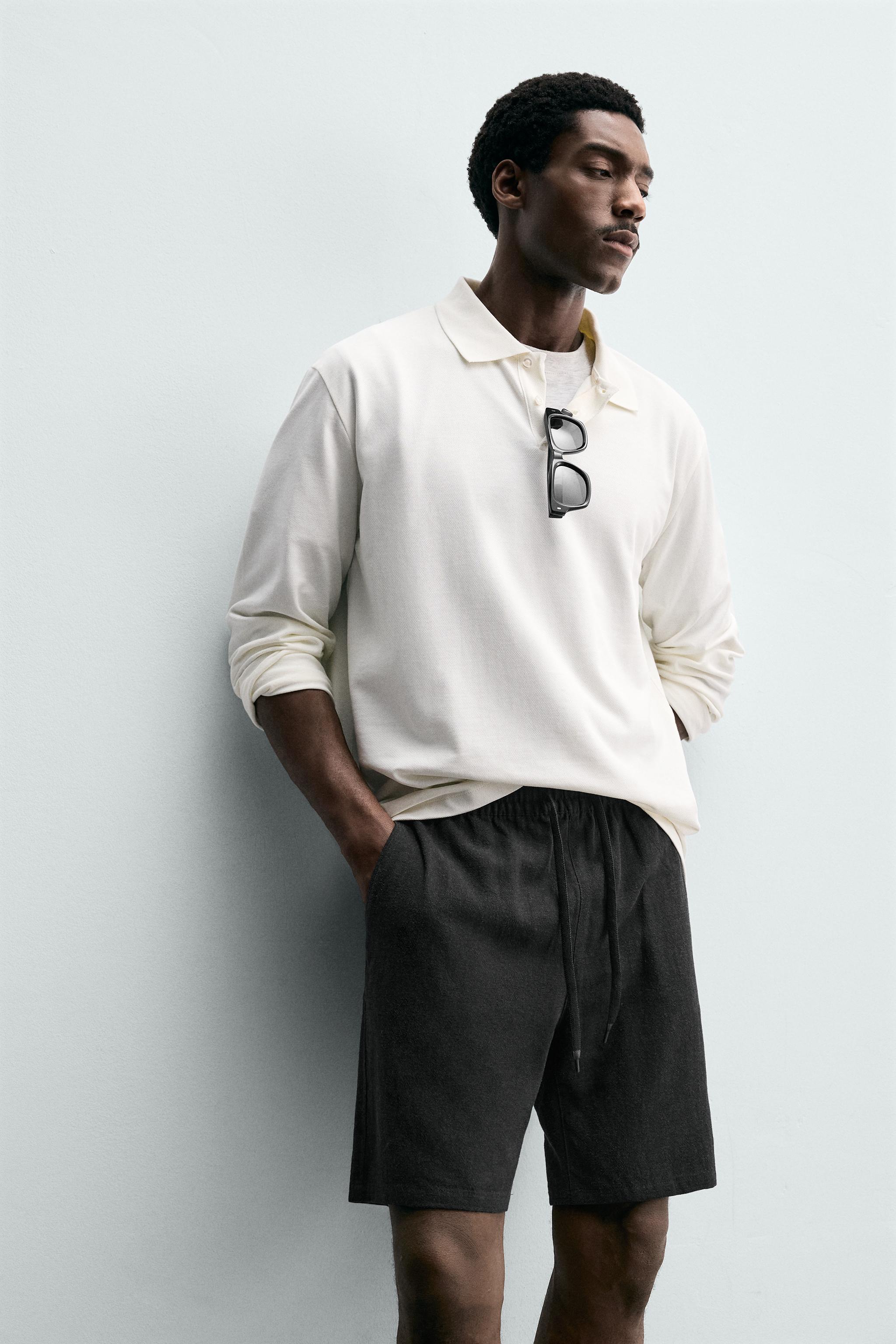 RELAXED FIT VISCOSE - LINEN SHORTS